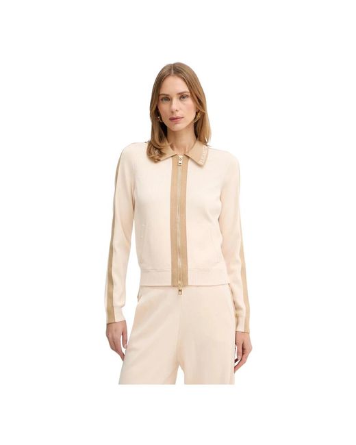 Elisabetta Franchi Gebreid Jack Met Glanzende Viscose Banden in het Natural