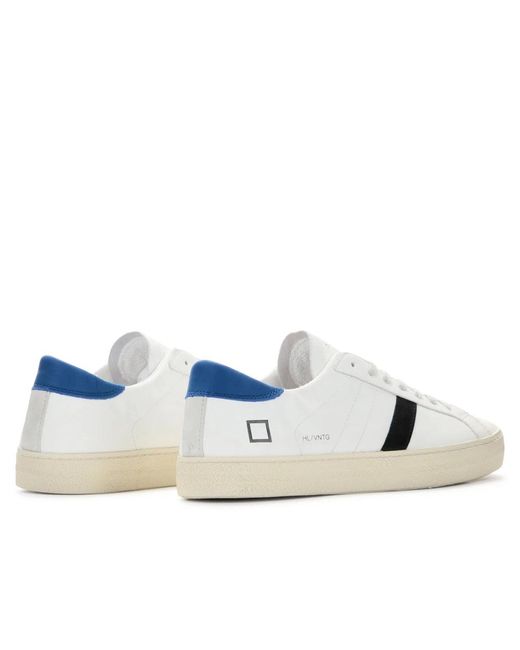Date Weiße blaue leder low top sneaker in White für Herren