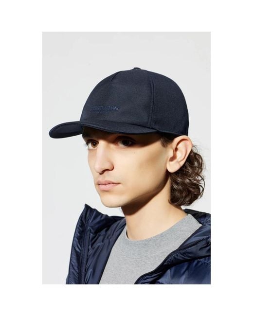 Giorgio Armani Accessoires ,Blauw ,Katoen Baseballcap Van Technische Stof Met Leren Logo in het Blue voor heren