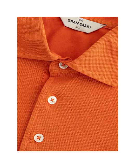 Gran Sasso Langarm piqué polo shirt in Orange für Herren