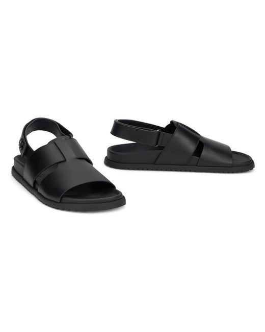 Dolce & Gabbana Schoenen ,Zwart ,Leer Gladde Leren Sandalen in het Black voor heren
