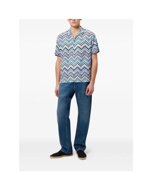 Missoni Blue Short Sleeve Shirts for men