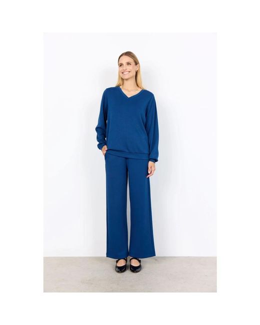 Soya Concept Blue Bequemer V-Ausschnitt Pullover