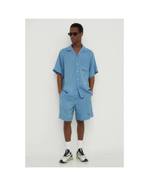 MSGM Cupro Bowling Shirt in het Blue voor heren
