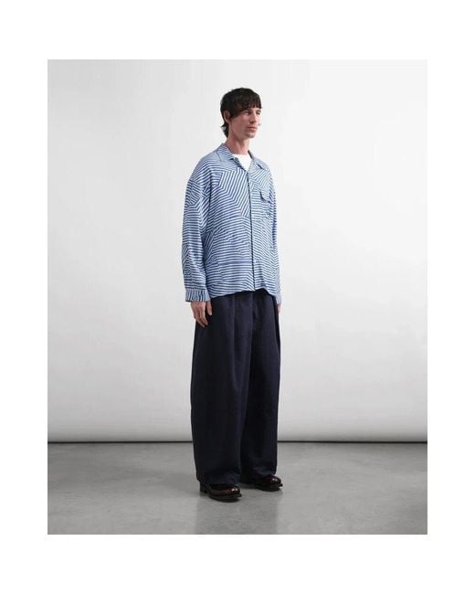 YMC Blue Wide Trousers for men