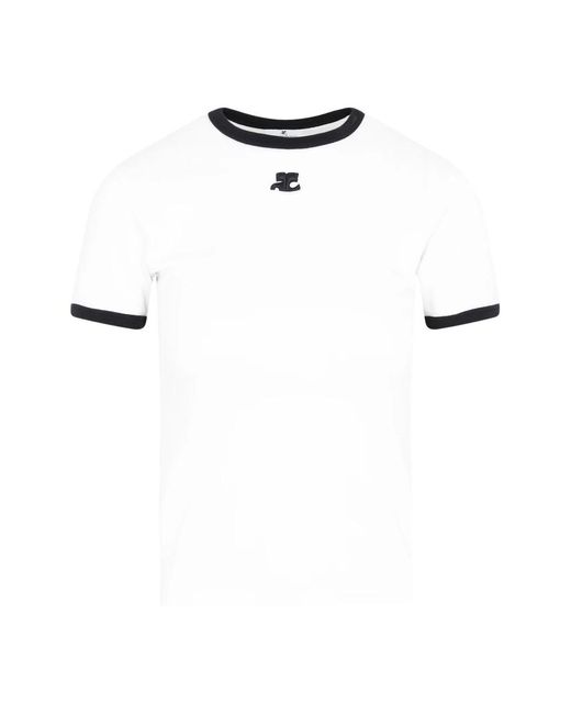 Courreges White Weißes bumpy kontrast t-shirt