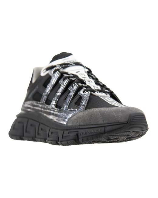 Versace Schoenen ,Zwart ,Leer Veterschoenen Stijlvol Ontwerp in het Black