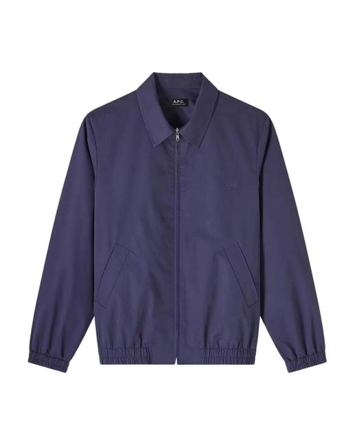 A.P.C. Jassen ,Blauw ,Stijlvolle Gilbert Blouson Jas in het Blue voor heren