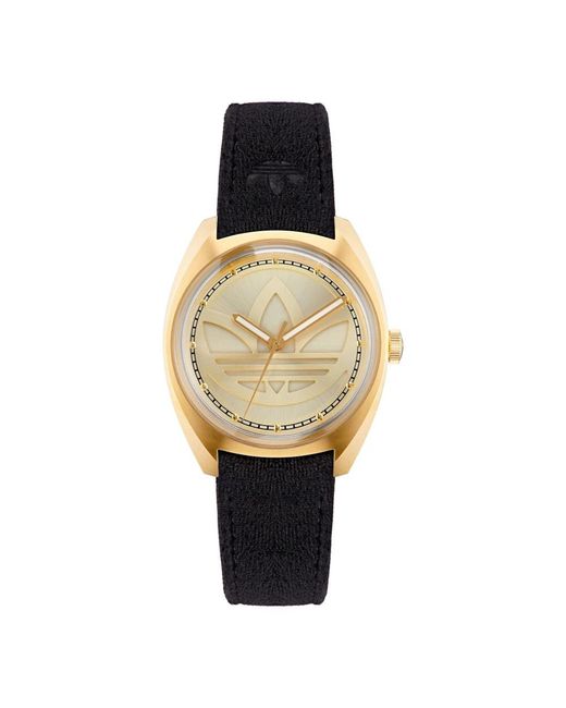Adidas Metallic Black Leather Watch