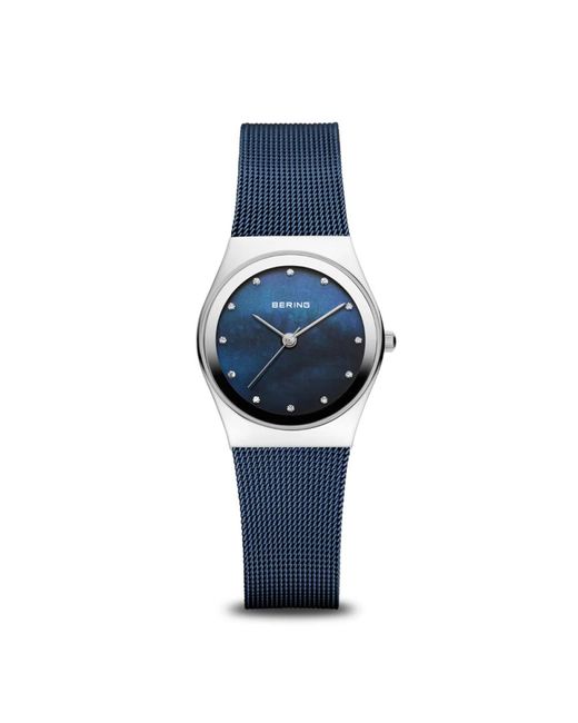 Bering Accessoires ,Grijs ,Dameshorloge Classic Zilver Glanzend Met Blauwe Milanese Band 12927-307 in het Blue