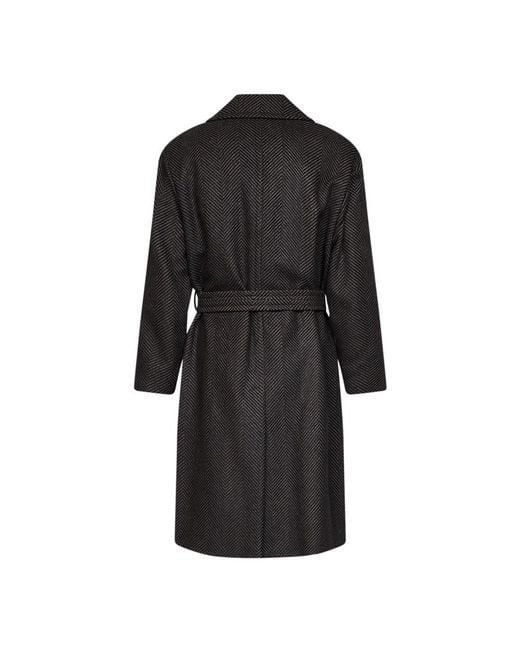 Hevò Black Belted Coats for men