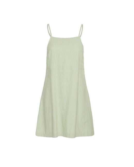 Ichi Kleedjes ,Linnen Thee Jurk Ihlinno Dr 4 Stijl in het Green