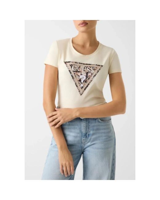 Guess Leo Triangle Tee in het White