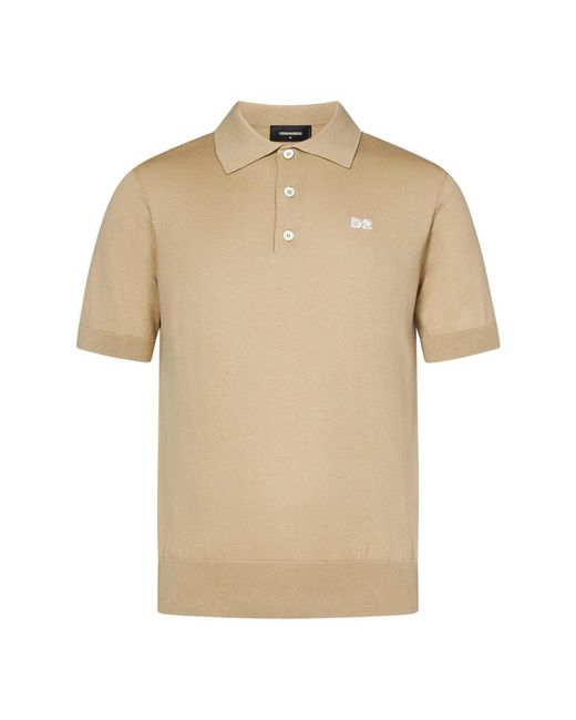 DSquared² Tops ,Katoen Polo Shirt Met Logo Patch in het Natural voor heren