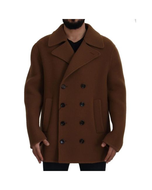 Stupenda giacca cappotto marrone doppiopetto di Dolce & Gabbana in Brown da Uomo