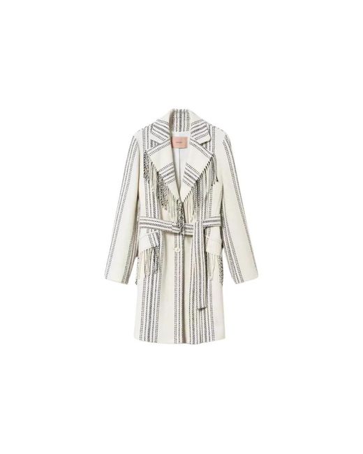 Twin Set White Belted Coats