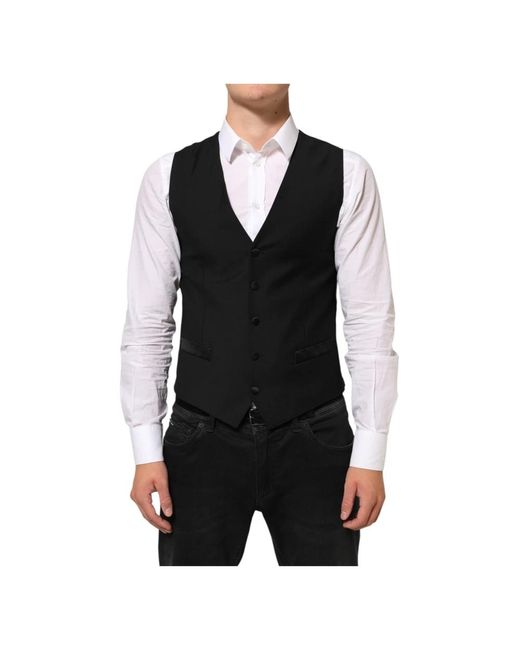 Dolce & Gabbana Black Suit Vests for men