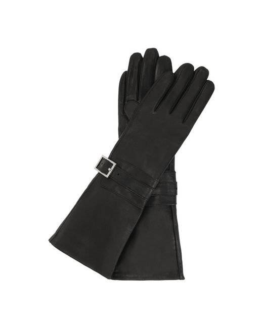 Kazar Accessoires ,Zwart ,Leer Elegante Lange Handschoenen Met Decoratie in het Black