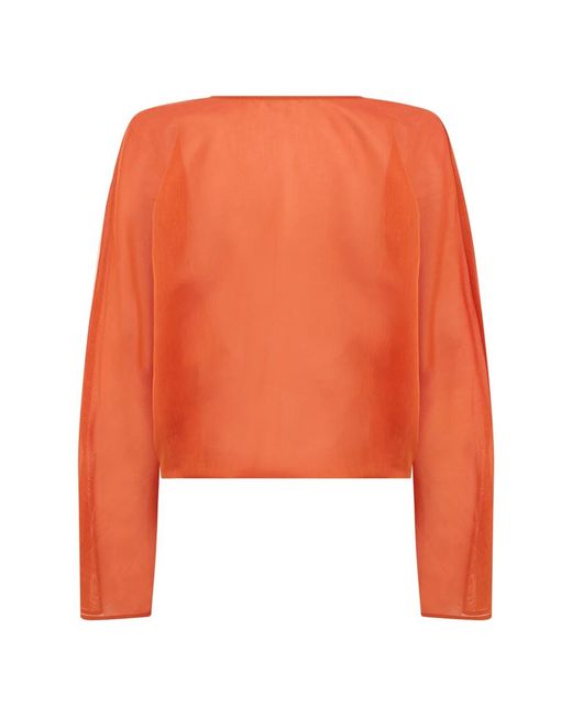 Alberta Ferretti Korte Blouse Met Knoop in het Orange