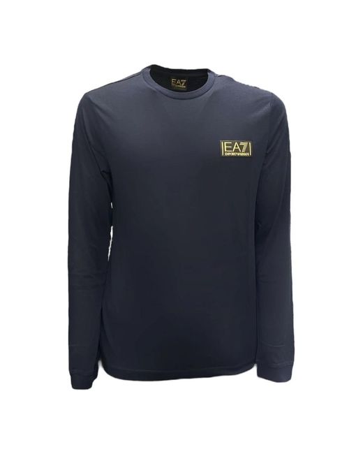 EA7 Blue Long Sleeve T-Shirts for men