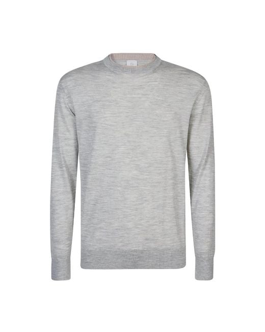 Eleventy Gray Round-Neck Knitwear for men