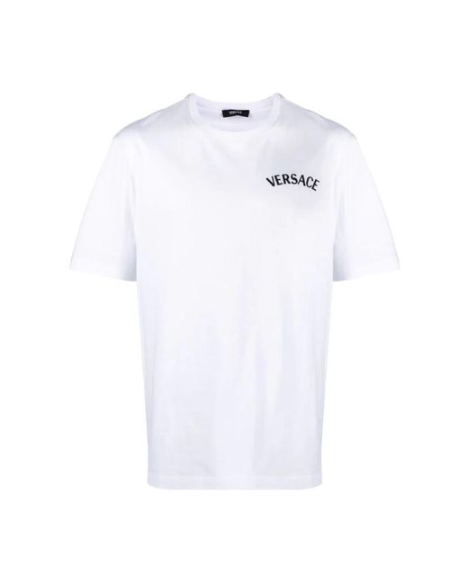 Versace Tops ,Wit ,Katoen Milano Stamp Geborduurde T-Shirts En Polos in het White voor heren