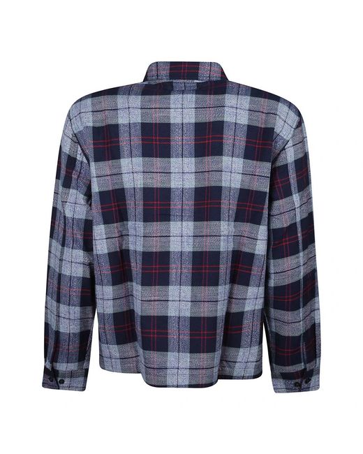 AWAKE NY Flannel Zip Shirt in het Blue voor heren