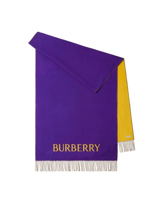 Rose print cashmere scarf di Burberry in Purple