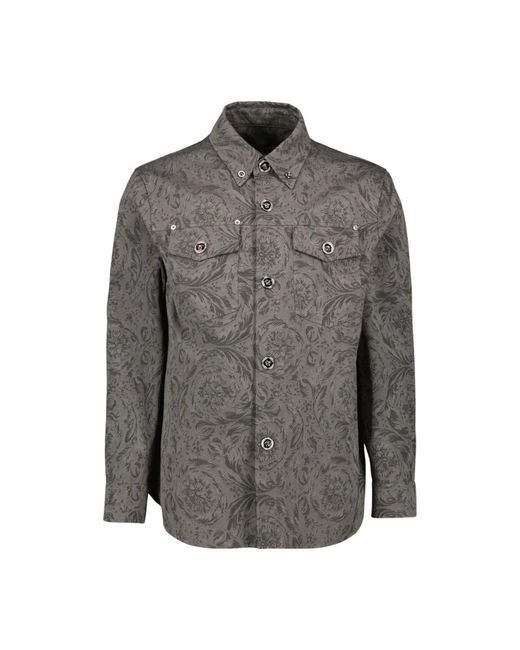 Versace Barocco hemd herbst-winter 2024 kollektion in Gray für Herren
