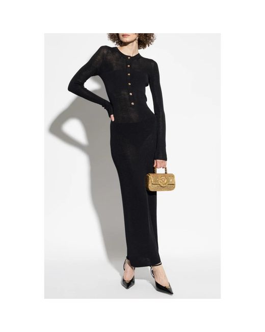 Versace Kleedjes ,Zwart ,Wol Aansluitende Jurk in het Black