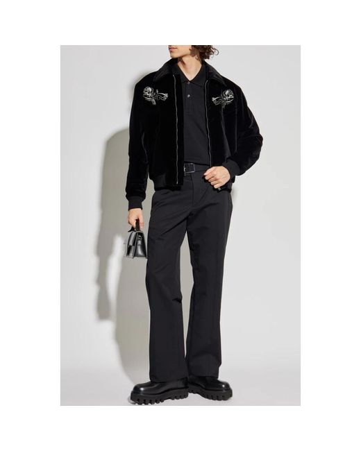 McQueen Tops ,Zwart ,Katoen Polo Shirt Met Een Glinsterende Applicatie in het Black voor heren