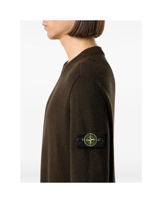 Stone Island Black Round-Neck Knitwear for men