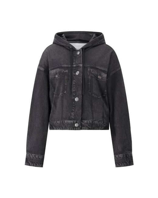 Rag & Bone Denim-Look Sweatjacke Miramar Terry in het Black