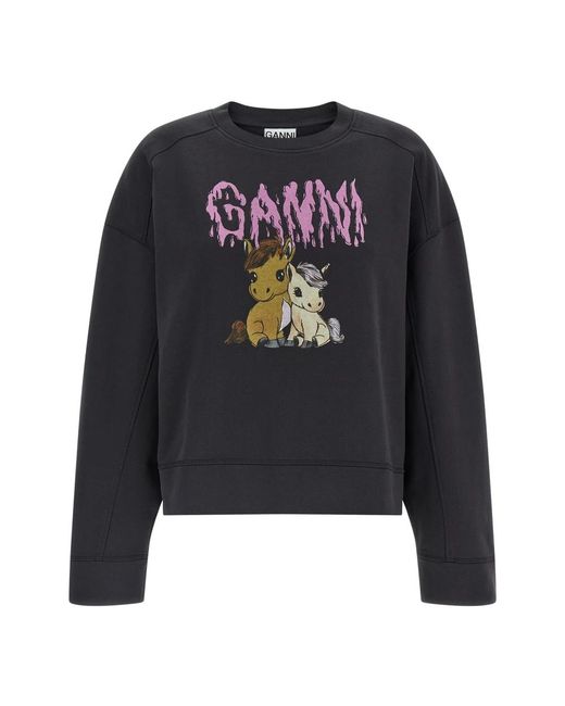Ganni Blue Sweatshirts