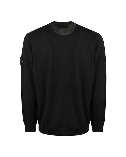 Stone Island Black Round-Neck Knitwear for men