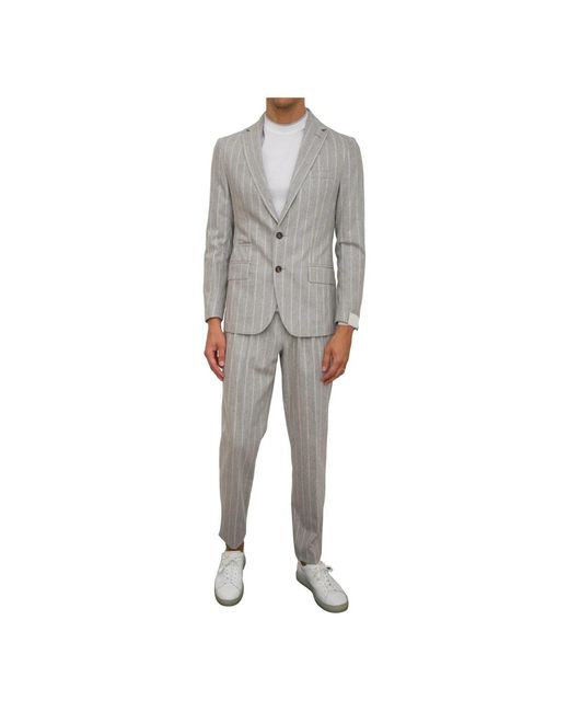 Eleventy Gray Single Breasted Suits for men