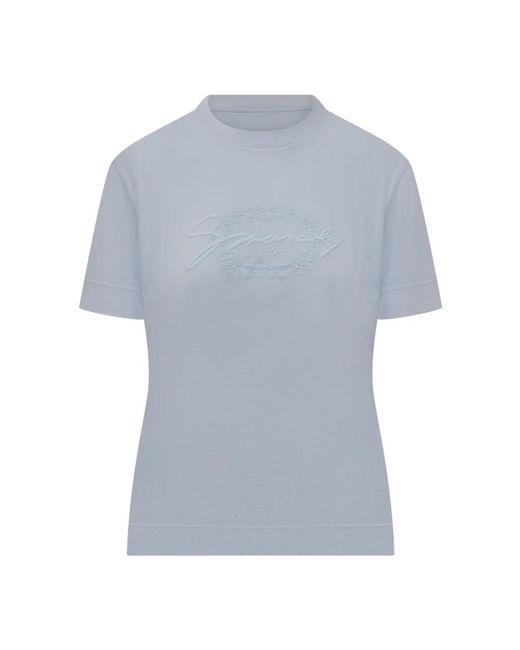 Givenchy Tops ,Blauw ,Geborduurde Crew Neck Slim Fit T-Shirts in het Blue