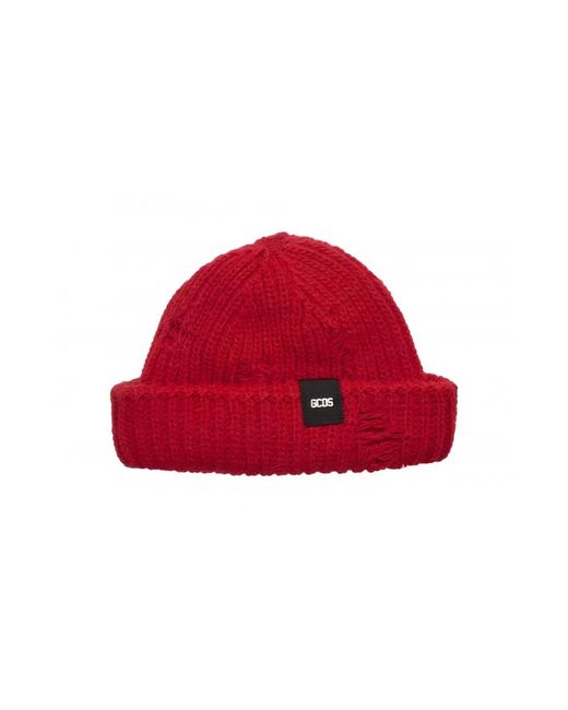 Gcds Accessoires ,Rood ,Wol Geribbelde Foldover Beanie Muts in het Red