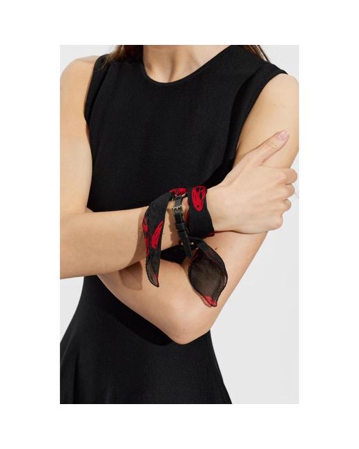 McQueen Black Seidenarmband Mit Totenkopfmotiv