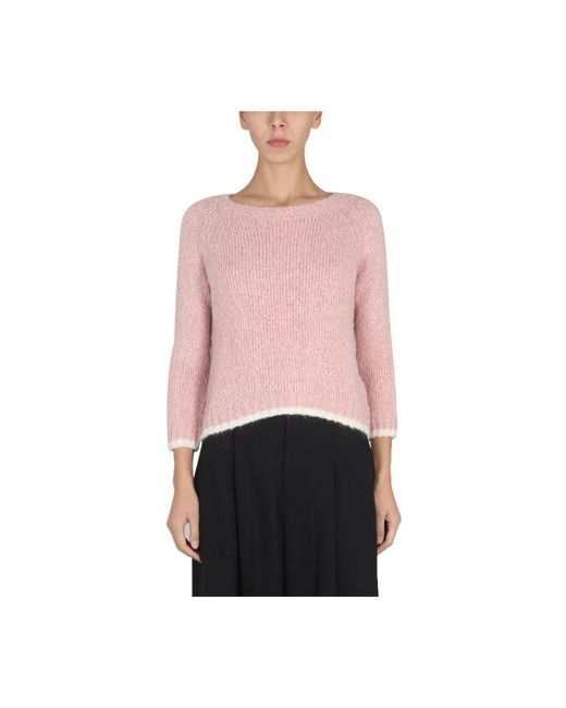 Aspesi Truien & Vesten ,Roze ,Katoen Alpaca Blend Trui in het Pink