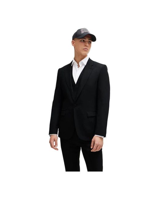 Boss Extra slim fit dreiteiliger anzug aus gemustertem stoff mit performance-stretch in Black für Herren