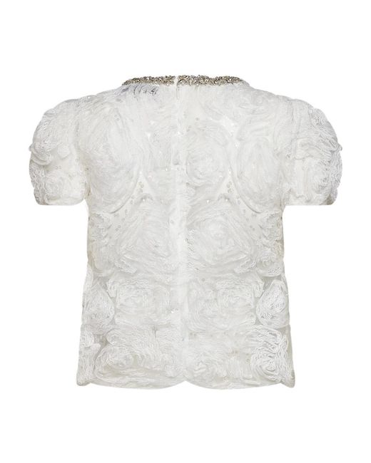 Self-Portrait Tule Kanten Top in het White