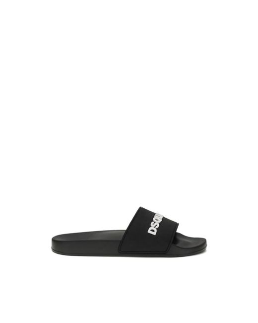 DSquared² Black Logo Slides for men