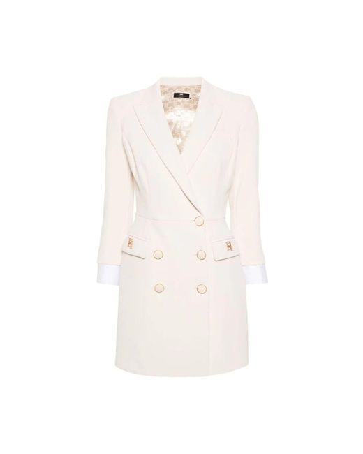 Elisabetta Franchi White Double-Breasted Coats