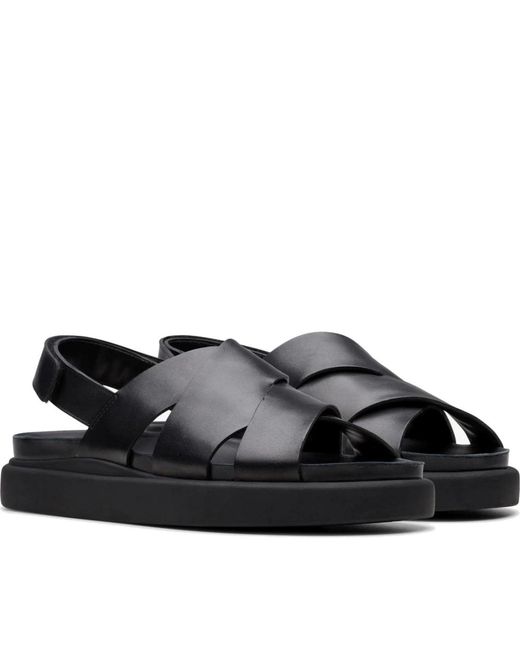 Clarks Schoenen ,Zwart ,Leer Platte Zomersandalen in het Black