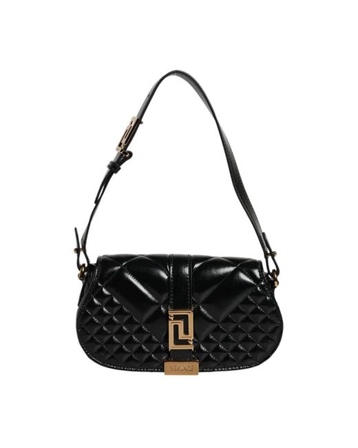 Versace Black Gepolsterte Leder-Schultertasche