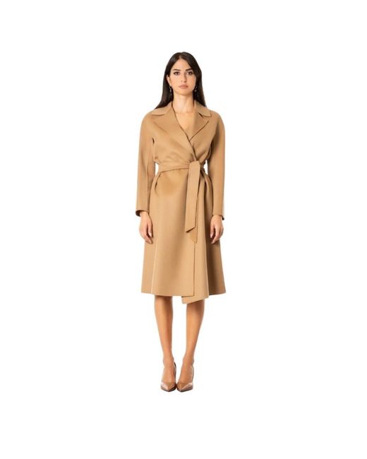 Max Mara Jassen ,Bruin ,Wol Cappotto Lungo in het Natural