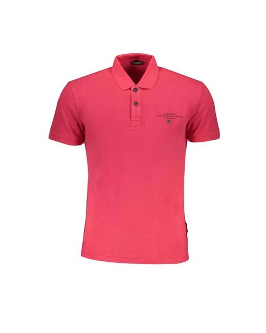 Napapijri Stilvolles logo polo shirt baumwolle stickerei in Pink für Herren