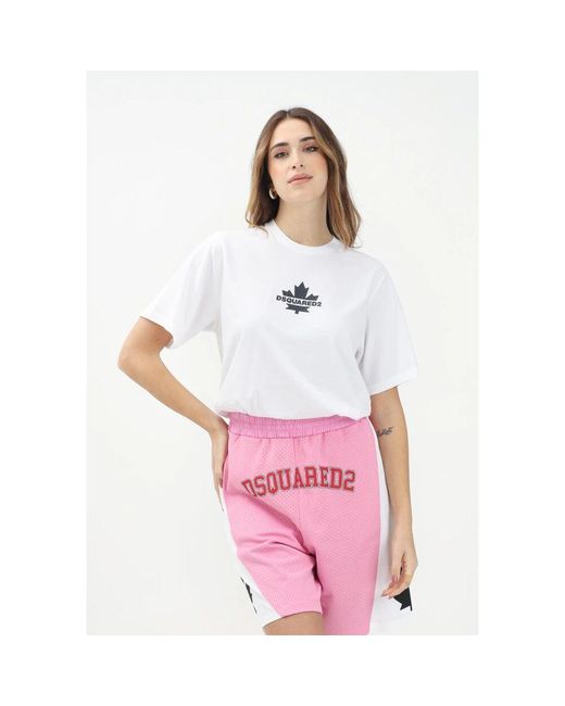 DSquared² White Weißes T-Shirt Mit Ikonischem Design