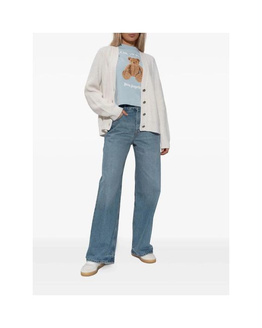 Palm Angels Truien & Vesten ,Grijs ,Off Gebreide Vest in het White